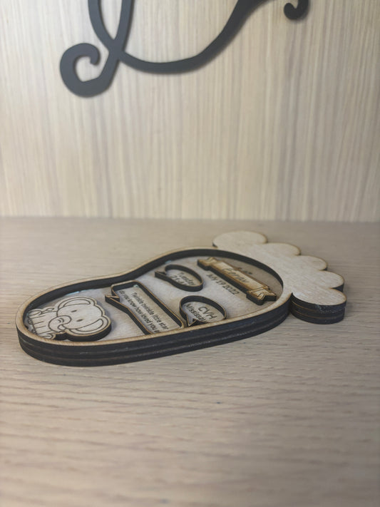 Personalized Wooden Baby Footprint Keepsake