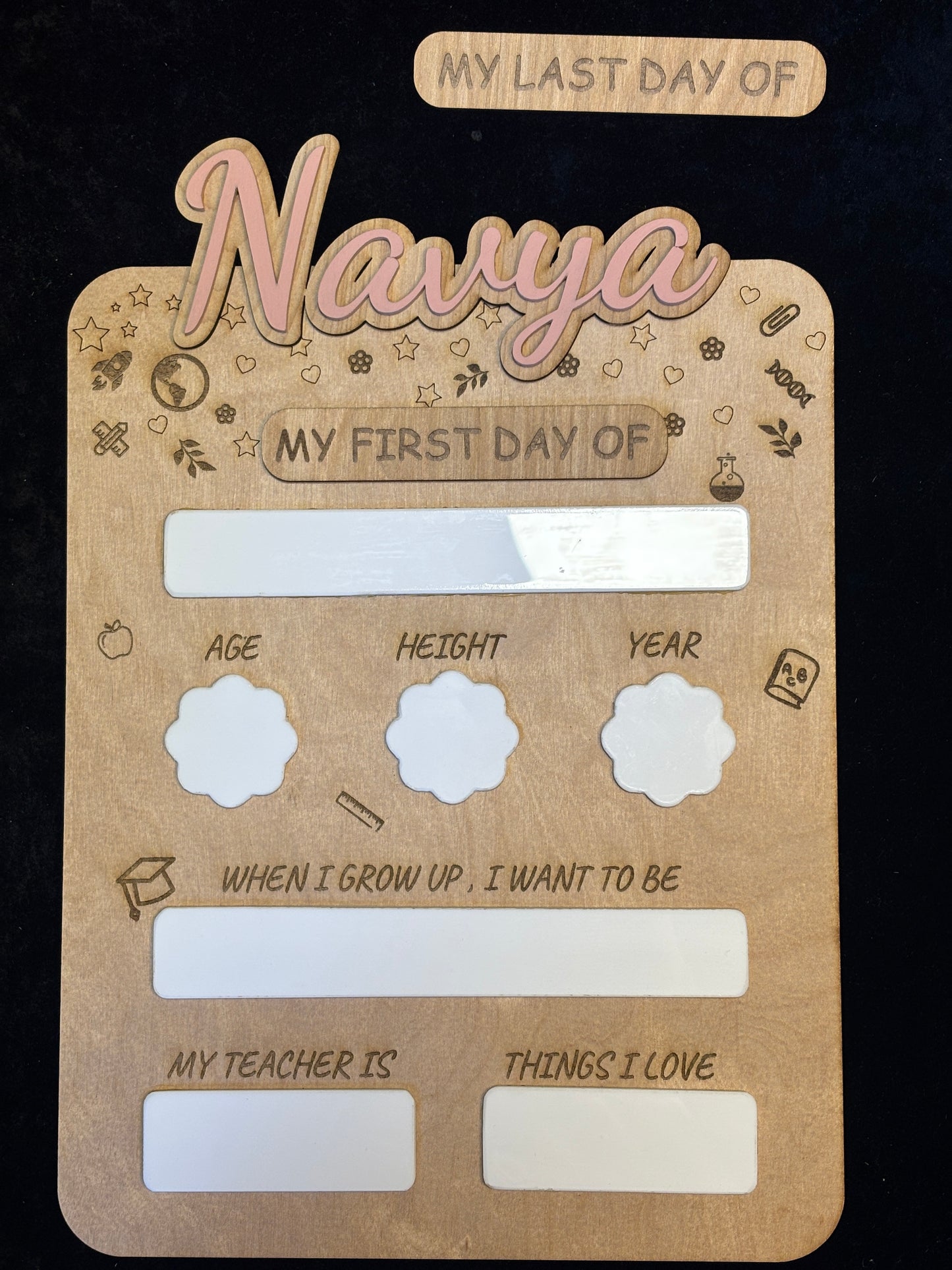 Personalized Wooden Back-to-School Sign – Reusable First & Last Day Photo Prop