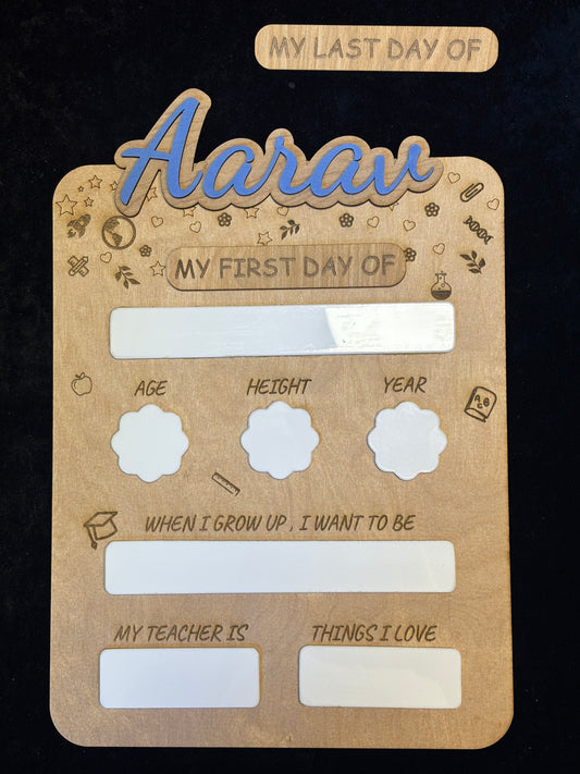 Personalized Wooden Back-to-School Sign – Reusable First & Last Day Photo Prop