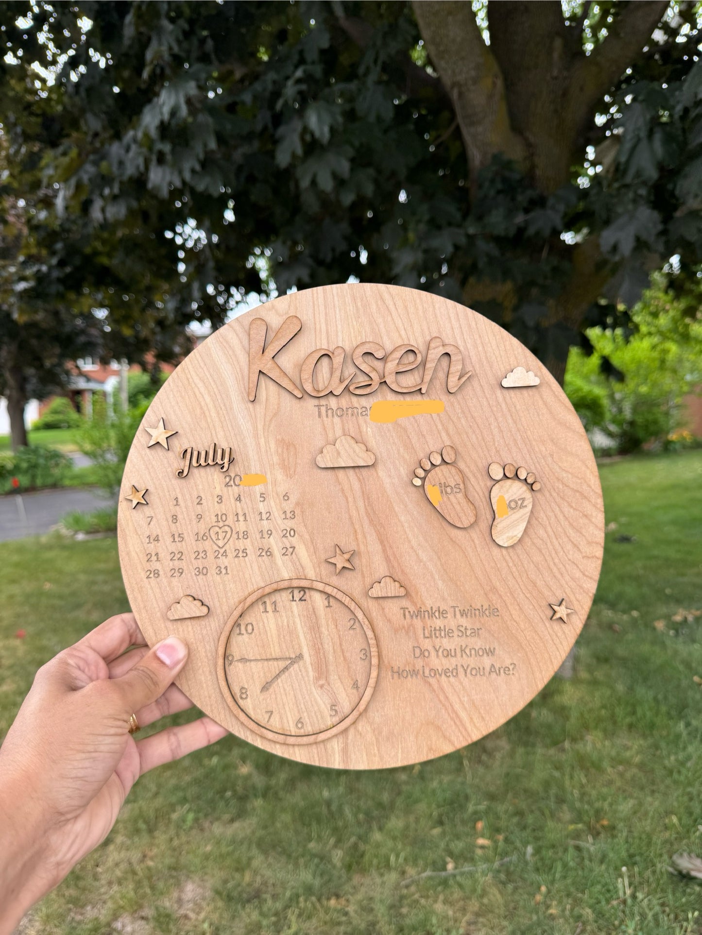 Personalized Wooden Baby Keepsake Sign – Custom Birth Details