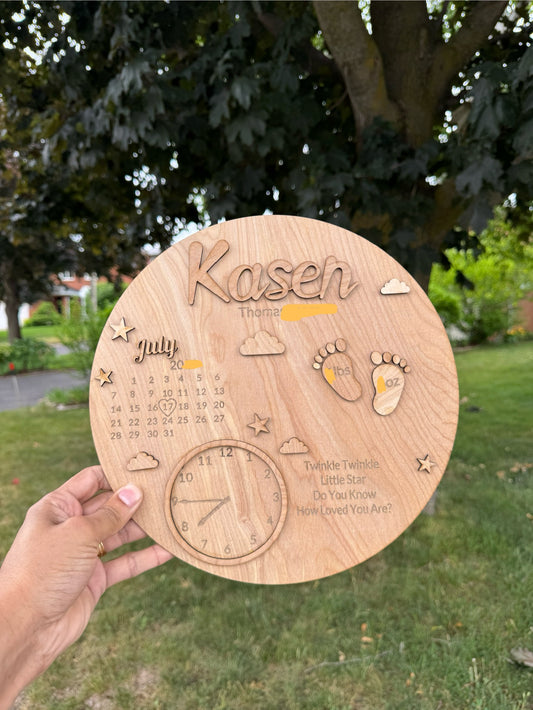 Personalized Wooden Baby Keepsake Sign – Custom Birth Details