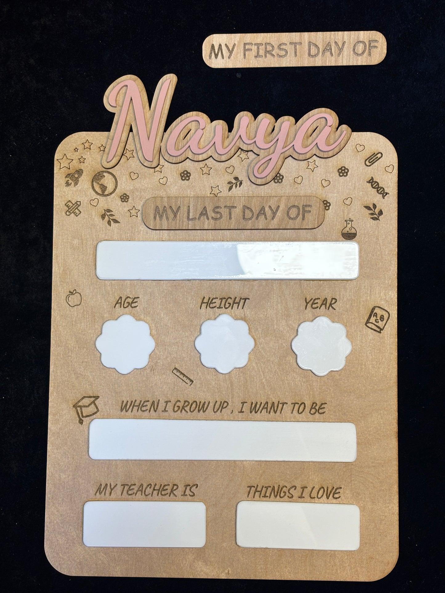 Personalized Wooden Back-to-School Sign – Reusable First & Last Day Photo Prop