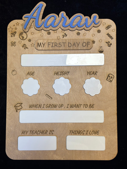 Personalized Wooden Back-to-School Sign – Reusable First & Last Day Photo Prop