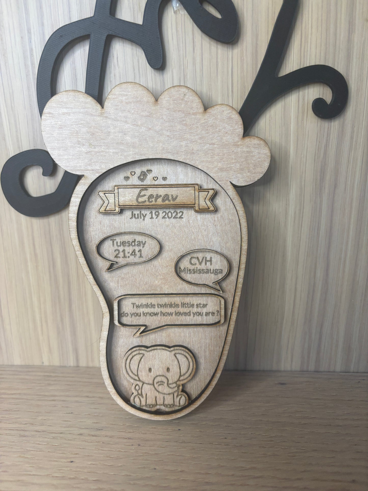 Personalized Wooden Baby Footprint Keepsake