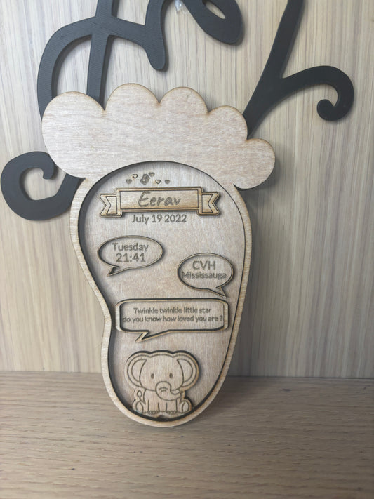 Personalized Wooden Baby Footprint Keepsake